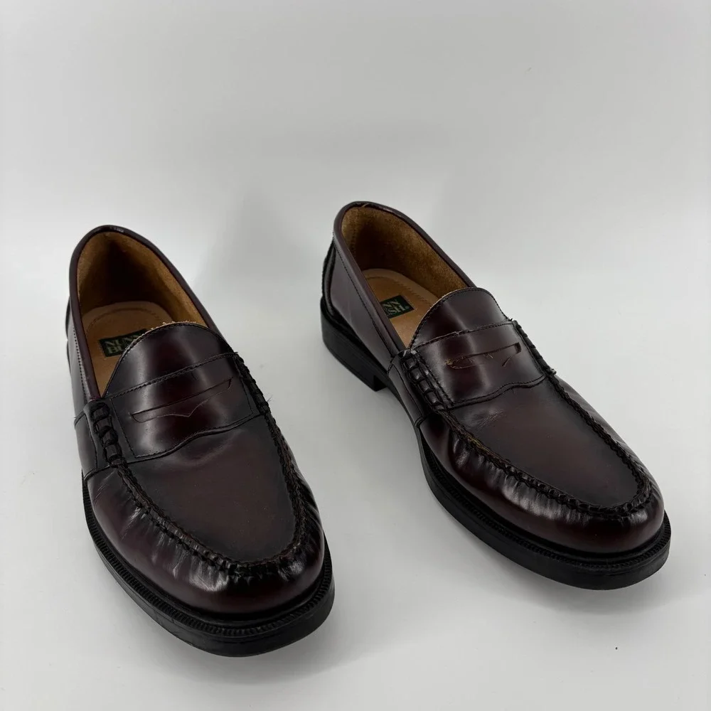 Nunn Bush Men Penny Loafer 12M Burgundy Leather Slip On Dress Shoe Timeless Prep